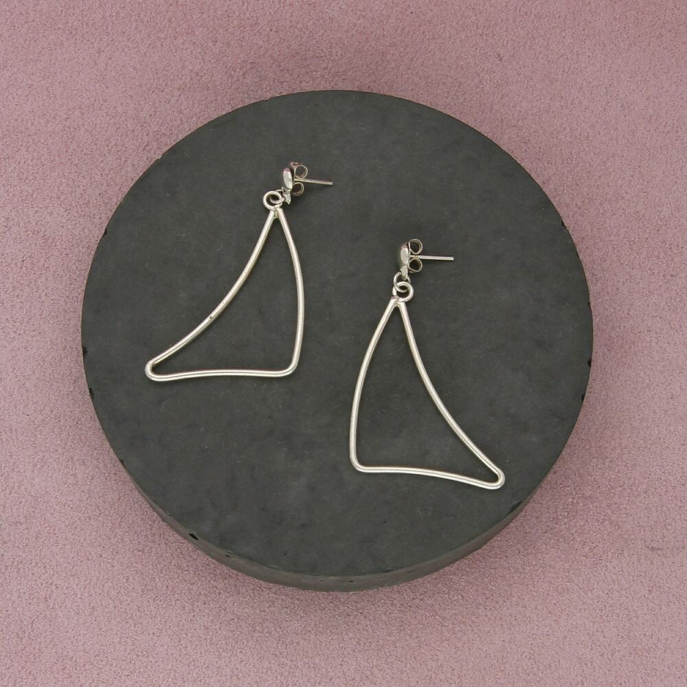 sterling silver vintage modernist geometric dangle post earrings